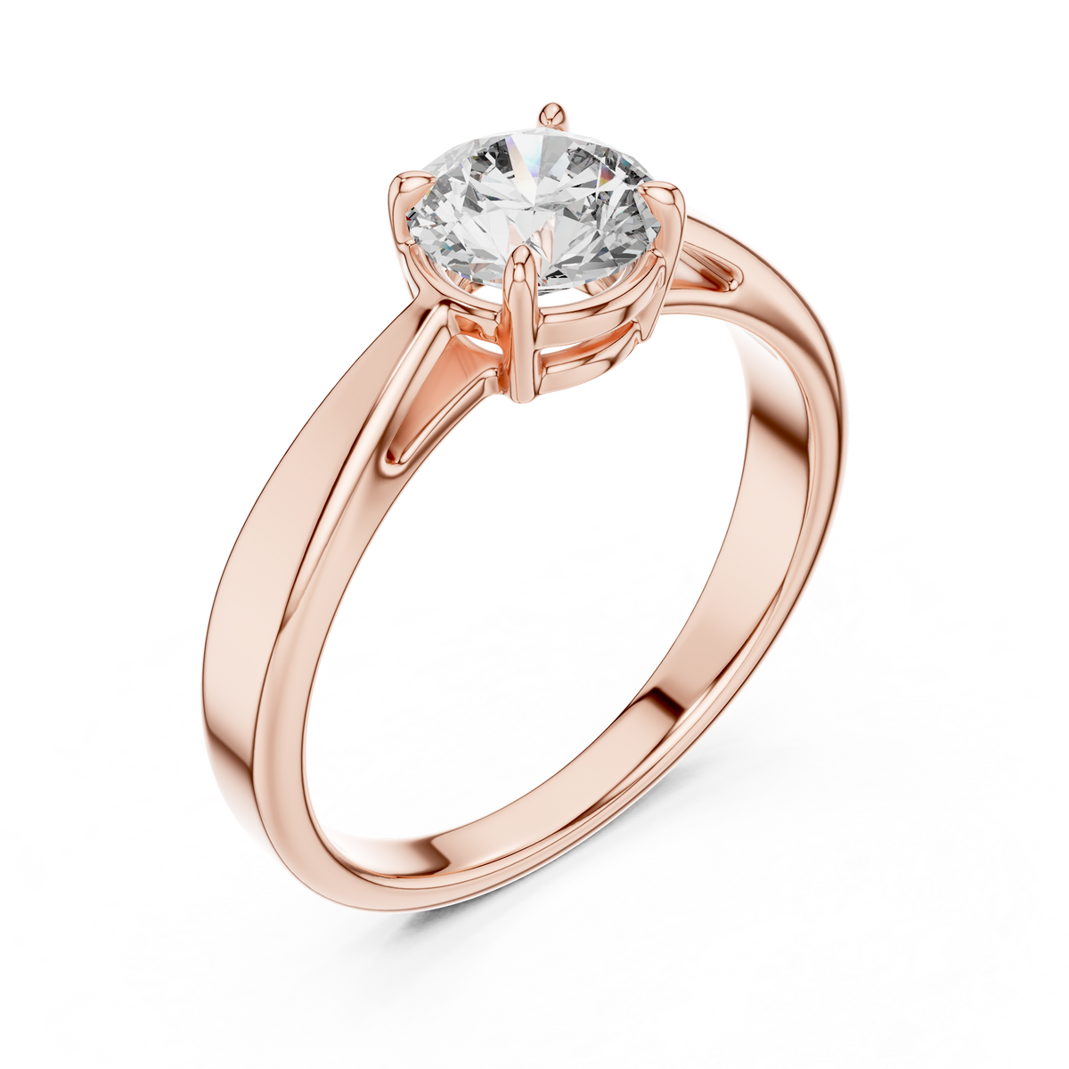 Graceful Raised Round Solitaire Ring