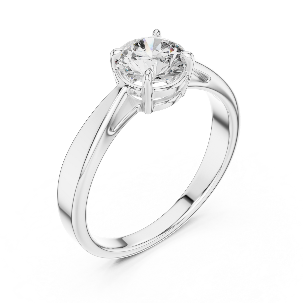 Graceful Raised Round Solitaire Ring