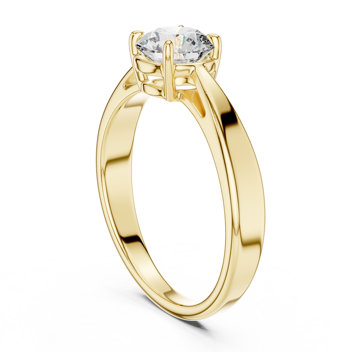 Graceful Raised Round Solitaire Ring