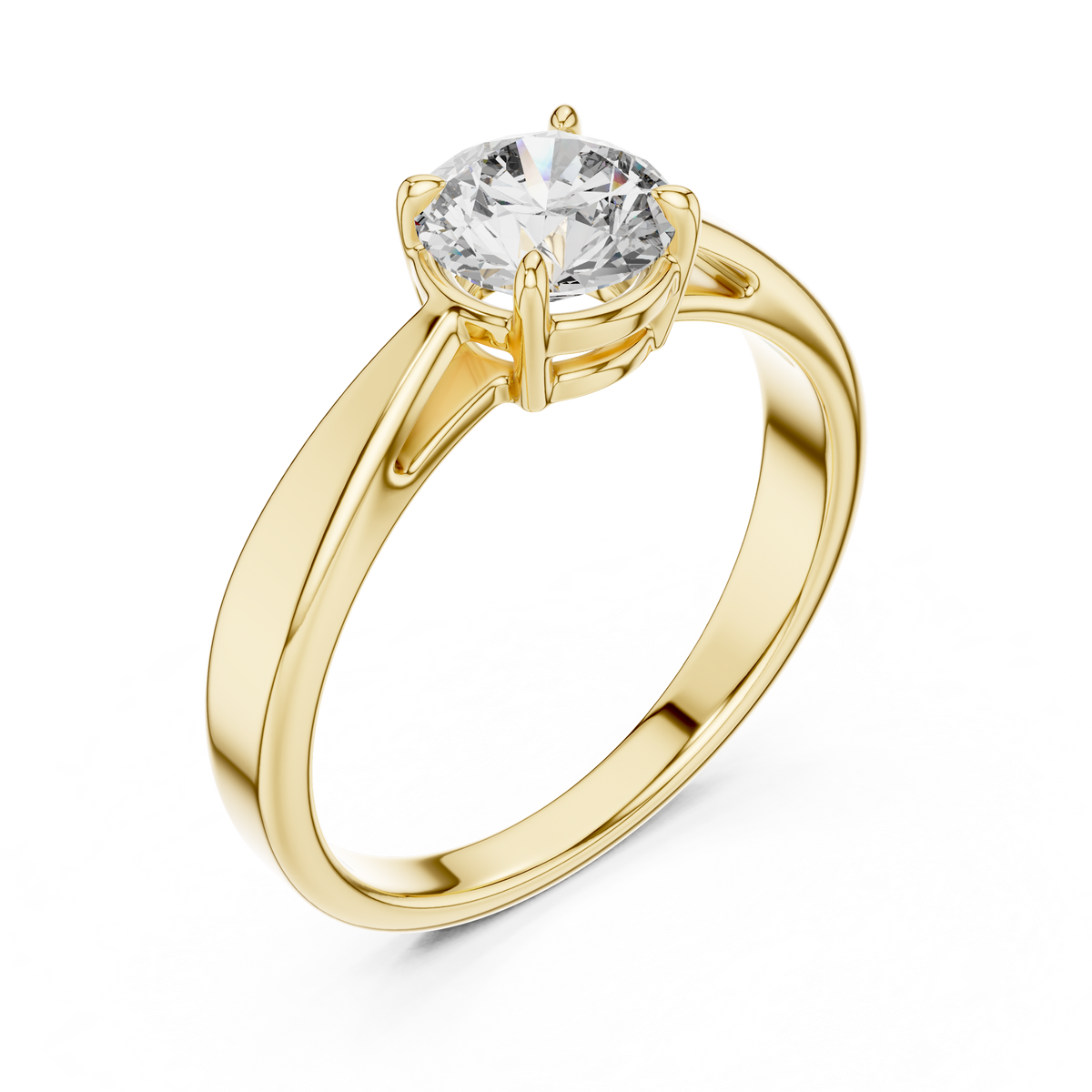 Graceful Raised Round Solitaire Ring