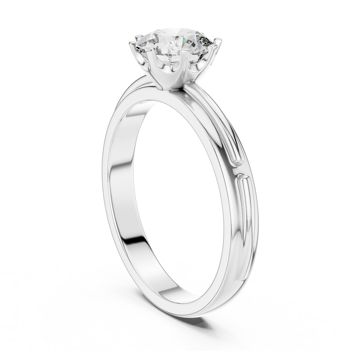 Rosé Sculpted Halo-Frame Solitaire Ring
