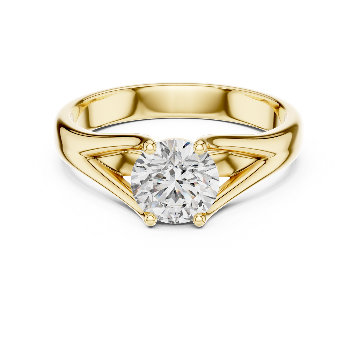 Golden Embrace Round Cut Solitaire Engagement Ring