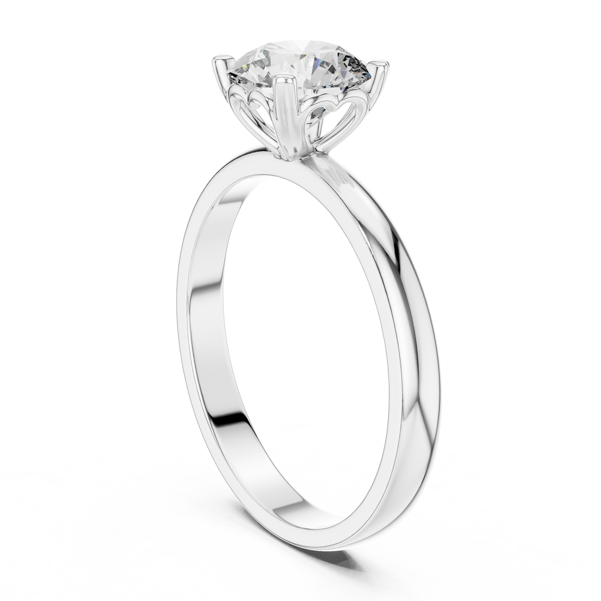 Timeless Round Diamond Cathedral Solitaire Ring