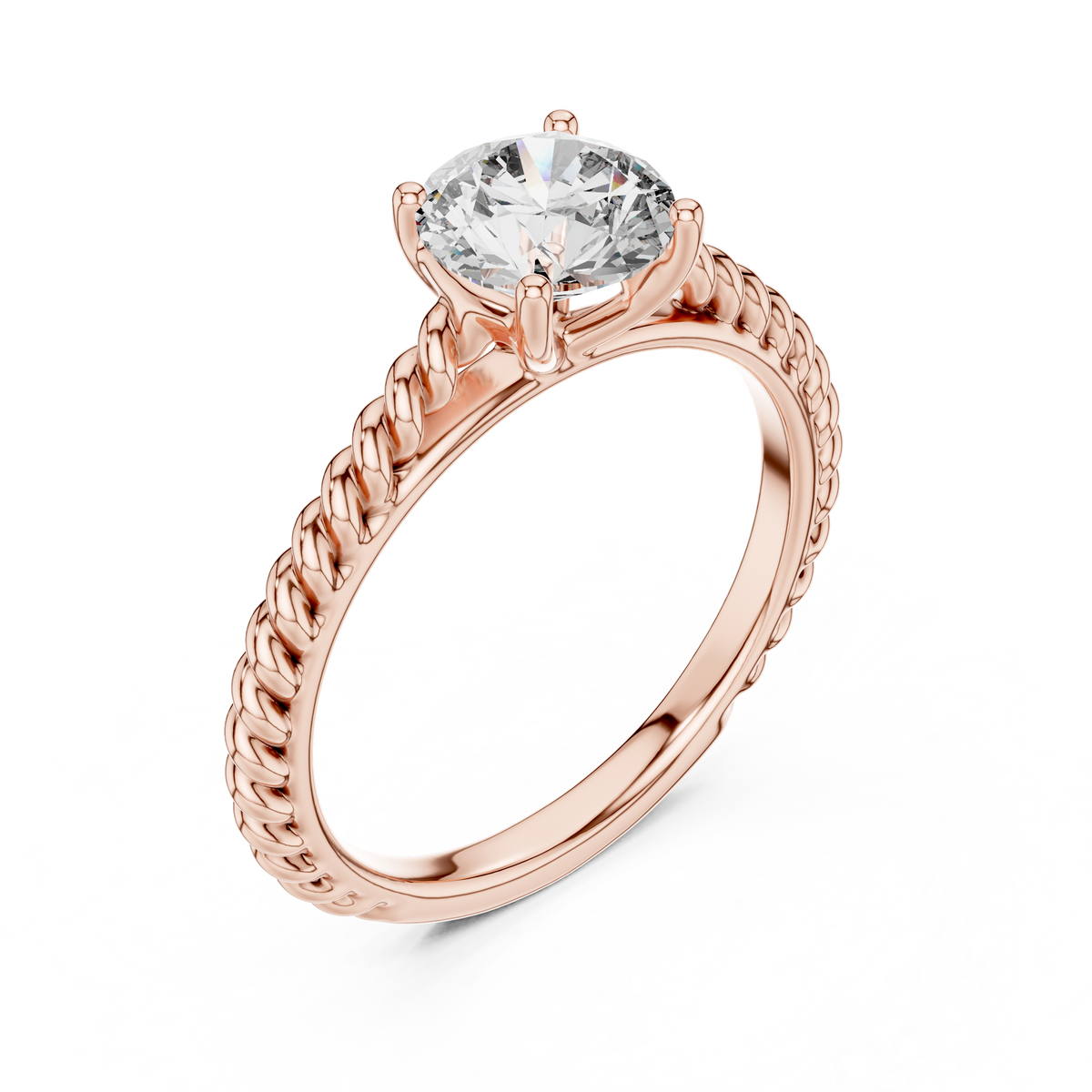 Blush Crown Round Diamond Engagement Ring