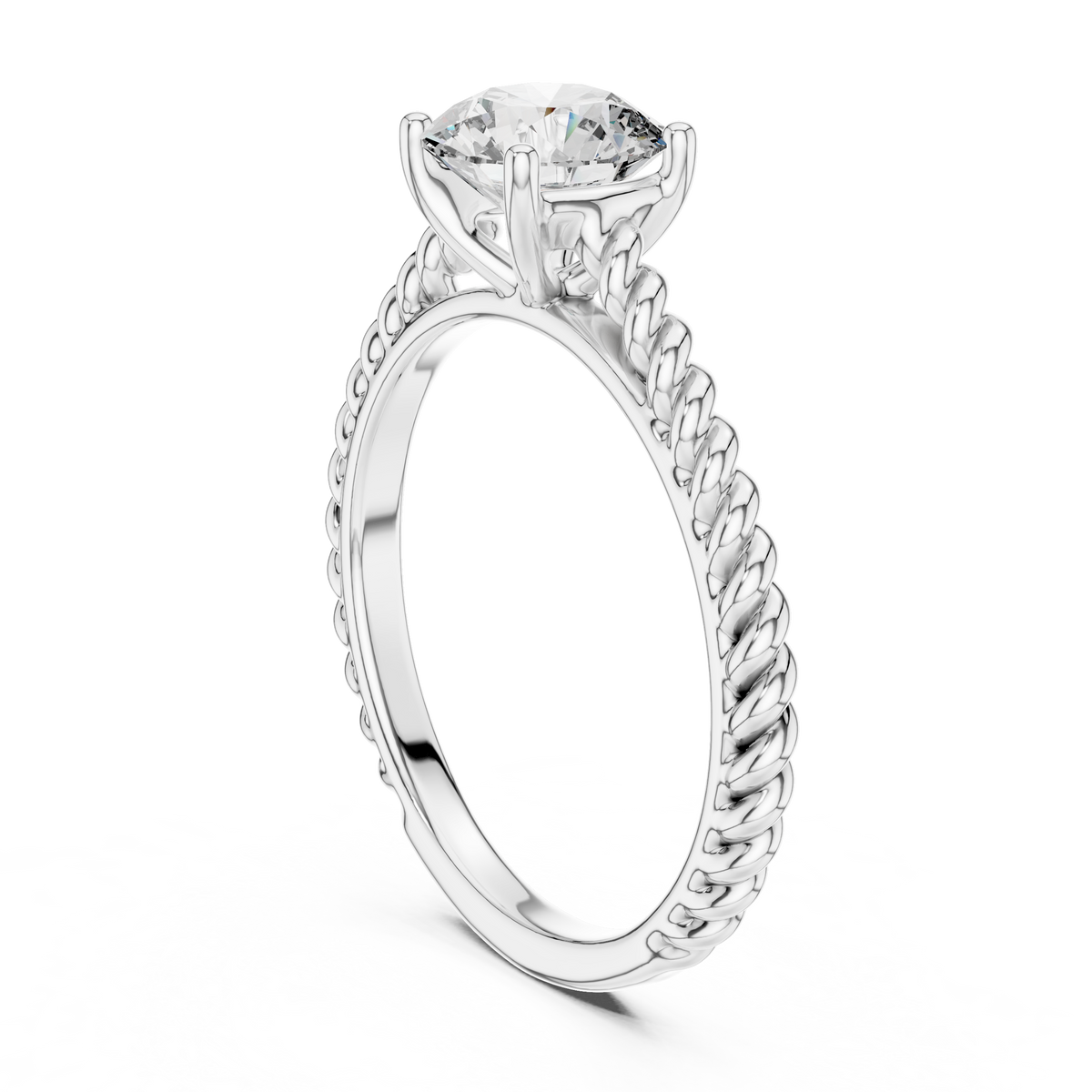 Blush Crown Round Diamond Engagement Ring
