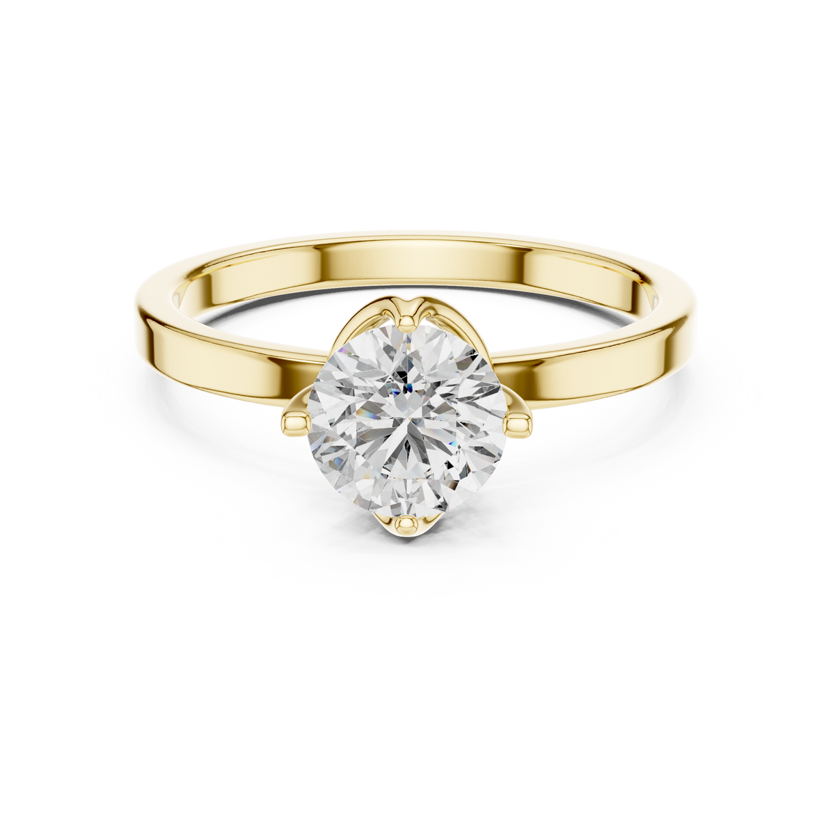 Blush Crown Round Diamond Engagement Ring