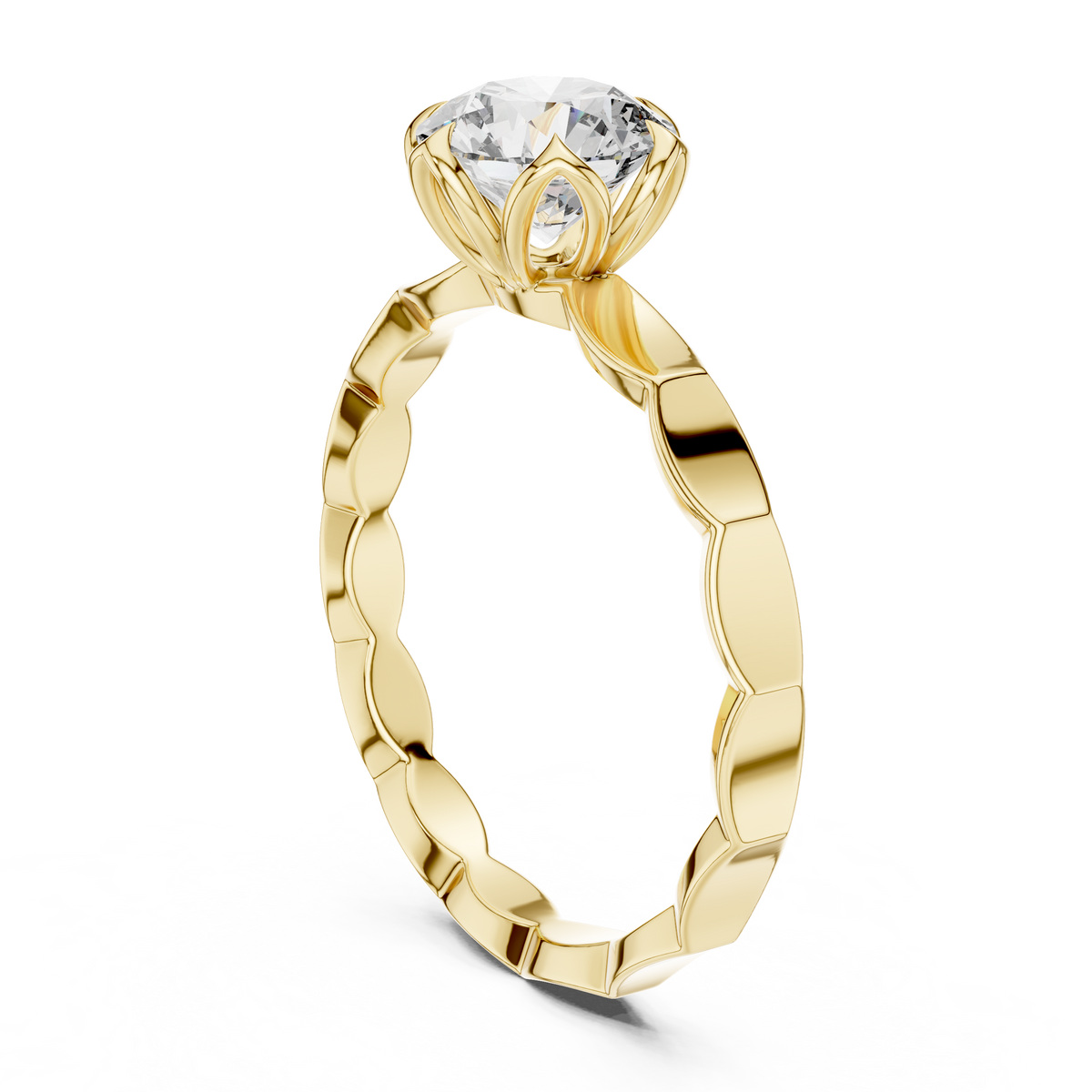 Blooming Halo Gallery Round Solitaire Ring
