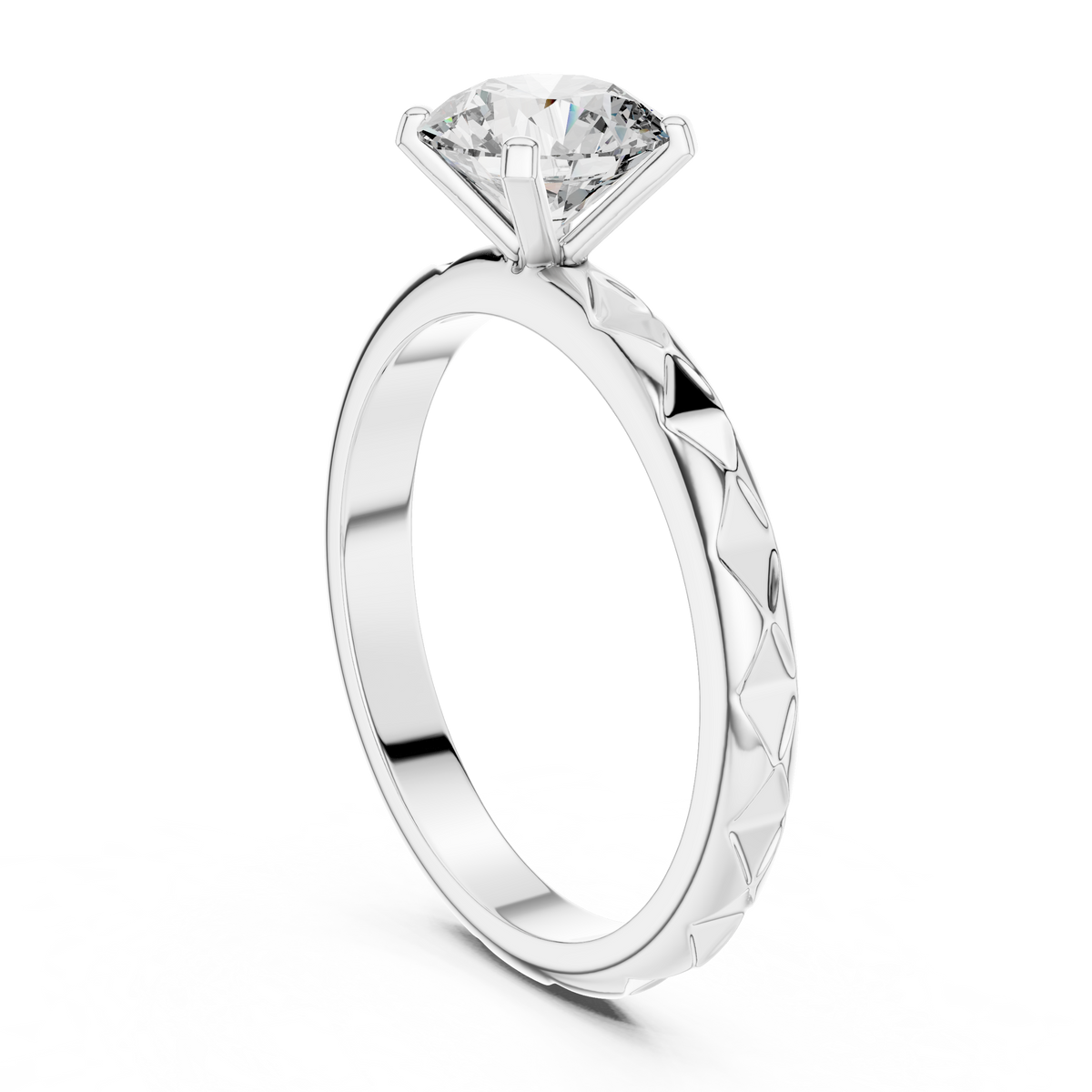 Petal Crest Round Solitaire Ring