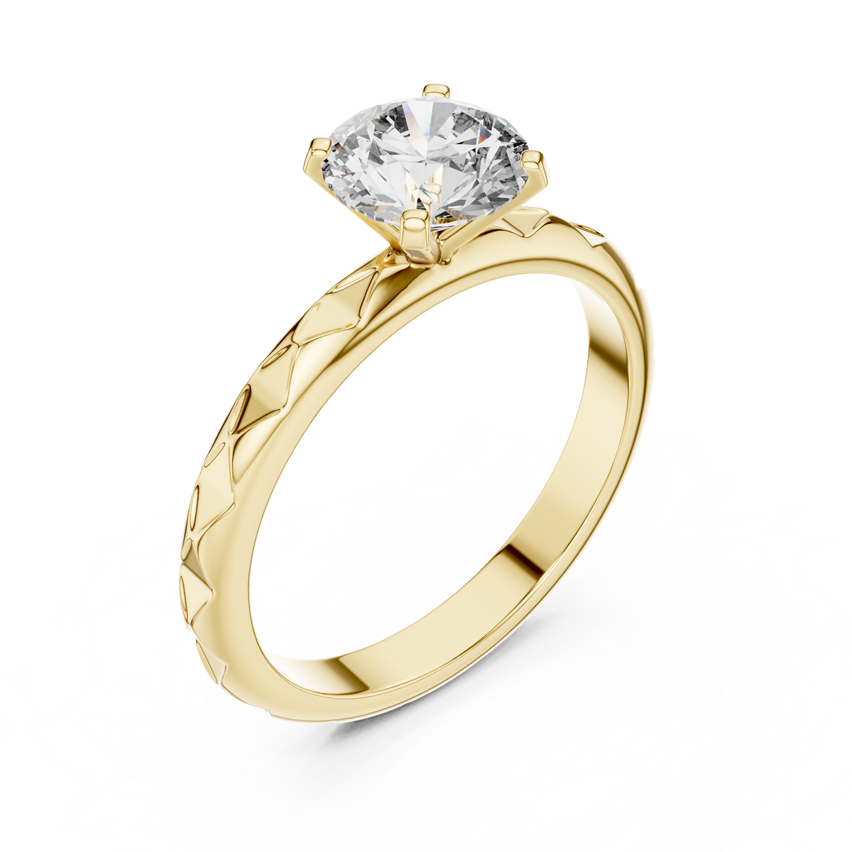 Petal Crest Round Solitaire Ring