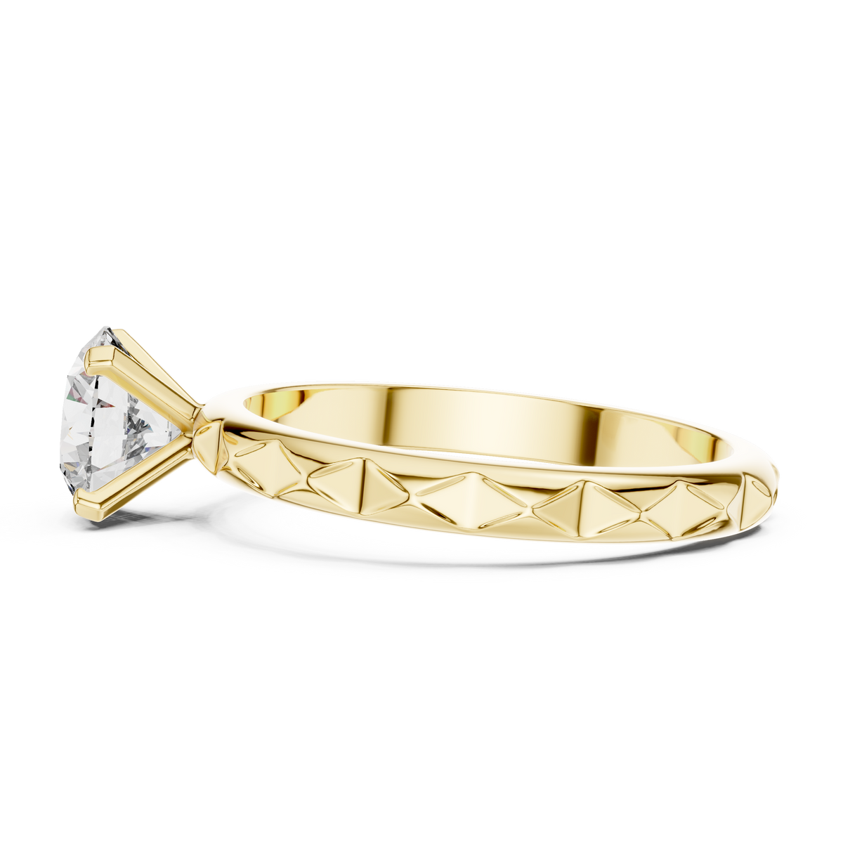 Petal Crest Round Solitaire Ring