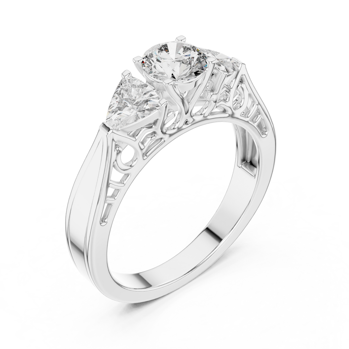 Golden Garden Three-Stone Diamond Ring