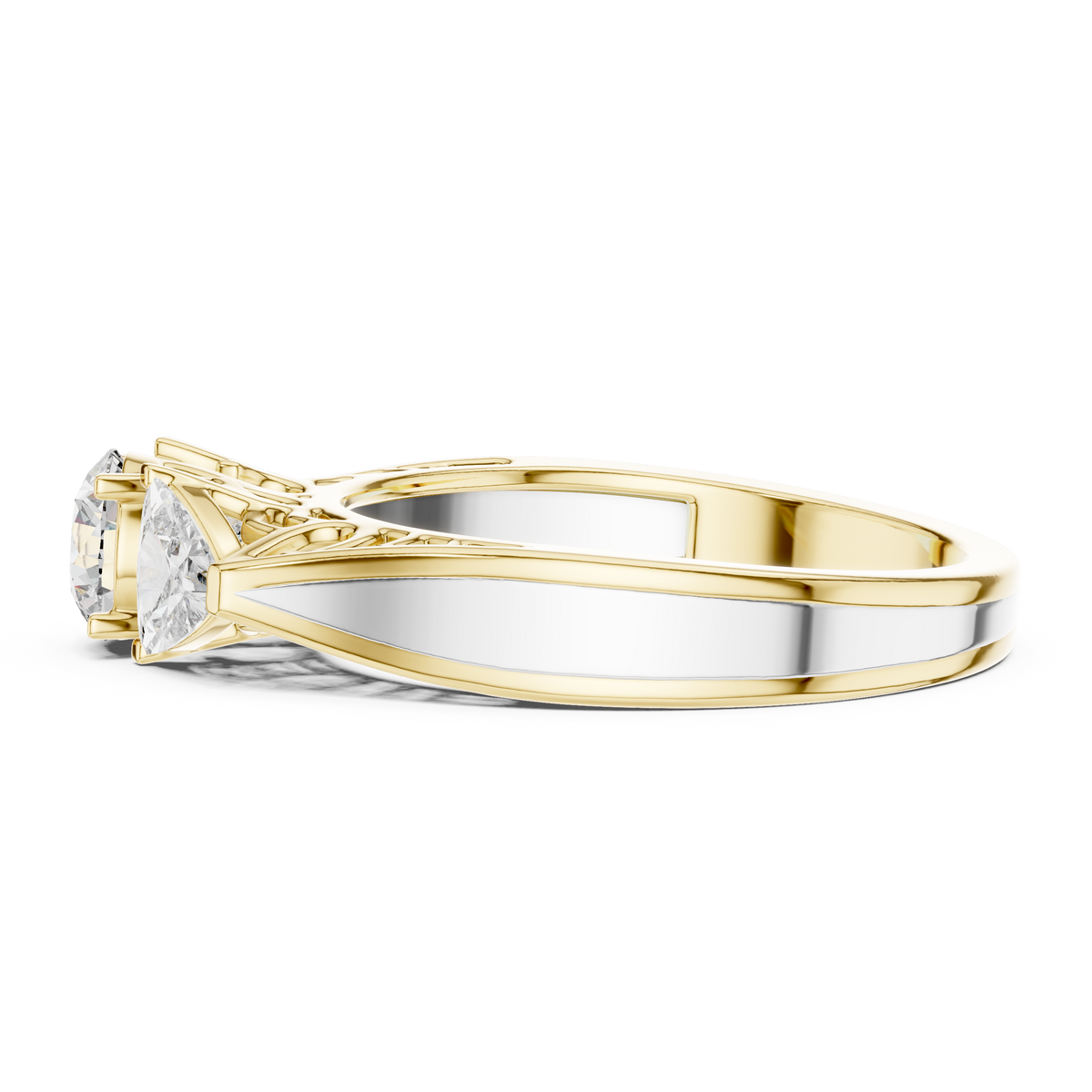 Golden Garden Three-Stone Diamond Ring