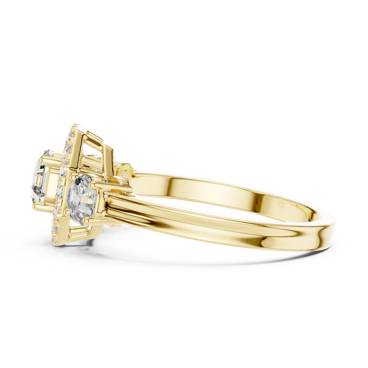 Golden Regal Three-Stone Diamond Ring