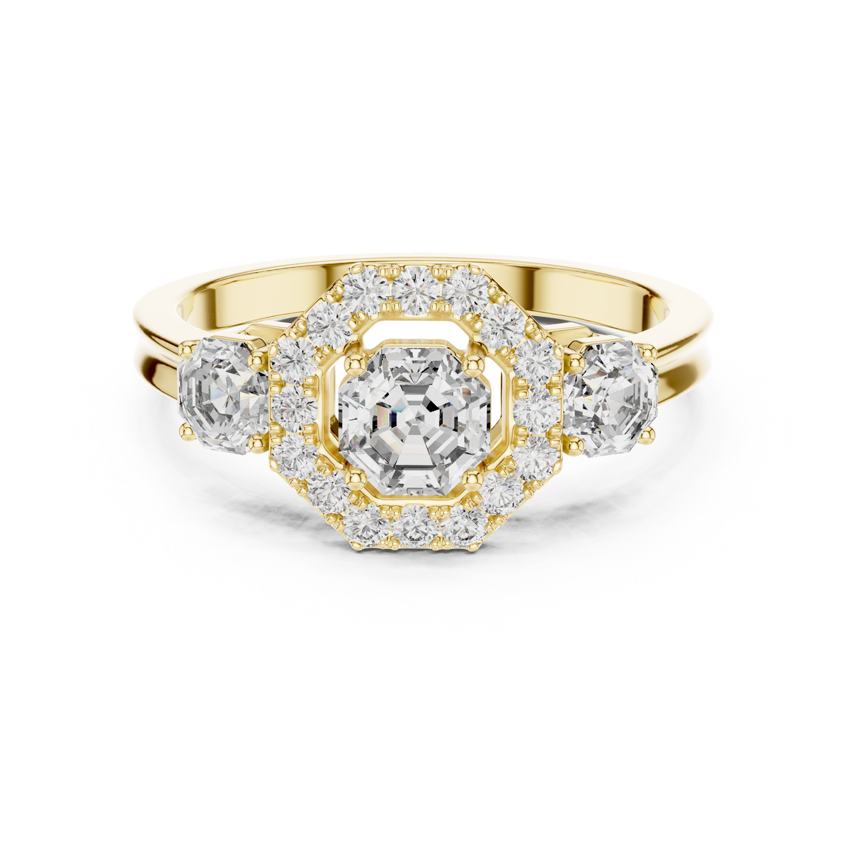Golden Regal Three-Stone Diamond Ring