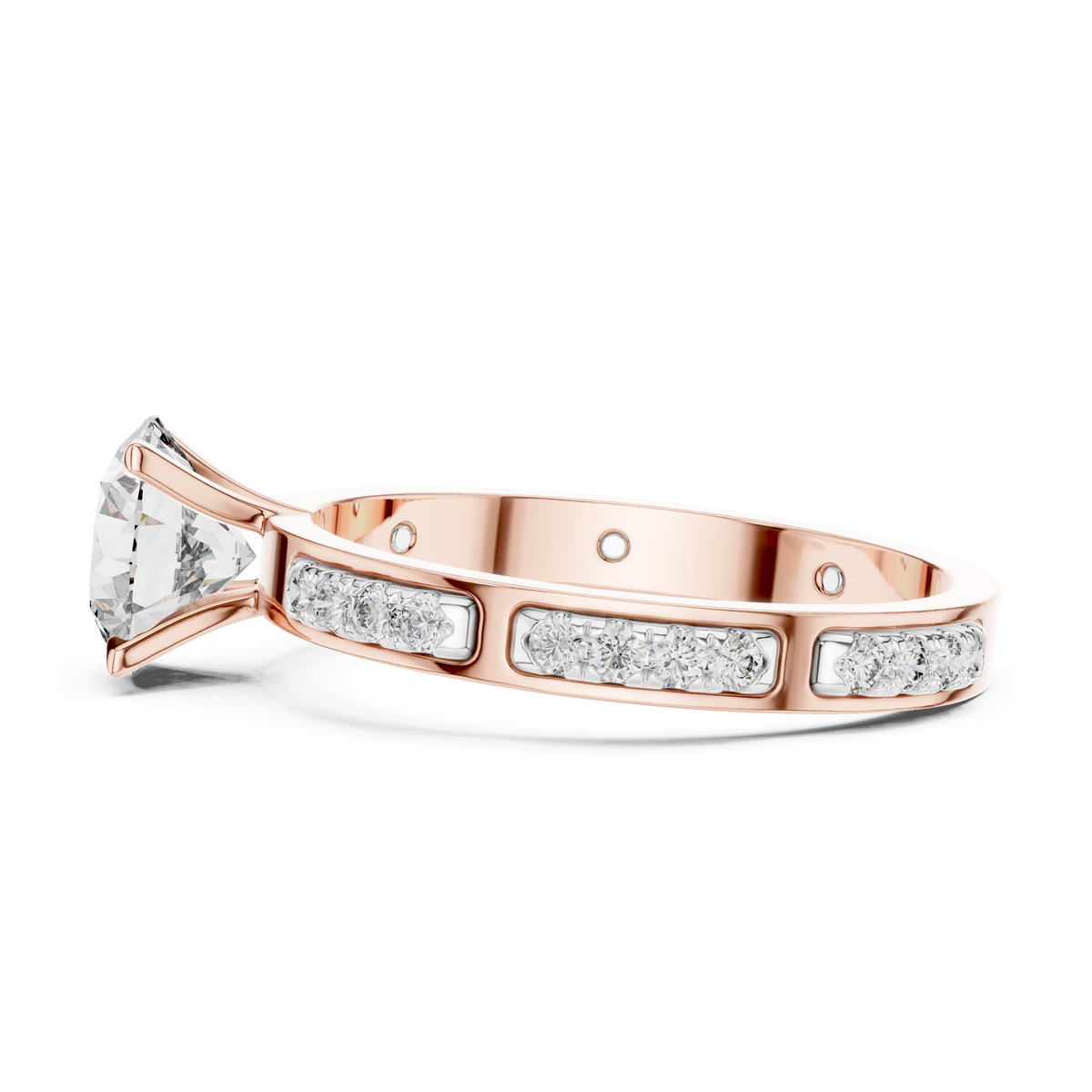 Rosé Aurora Side-Diamond Solitaire Ring
