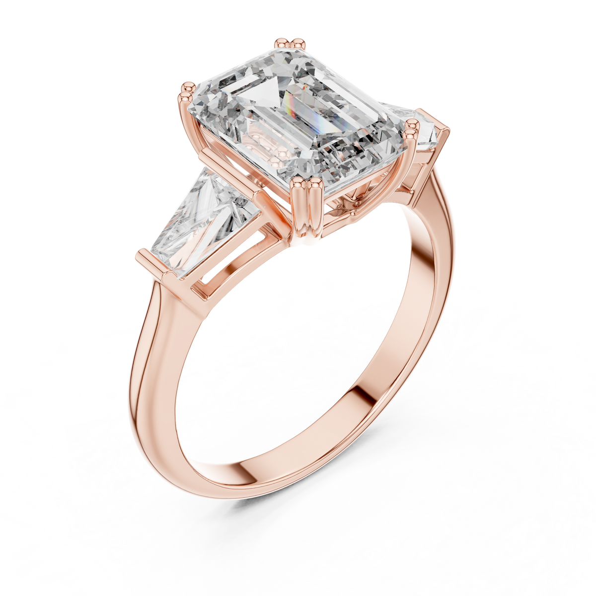 Arctic Emerald Three-Stone Diamond Ring
