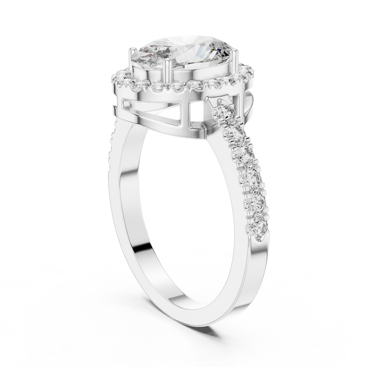 Golden Pear Halo Diamond Ring