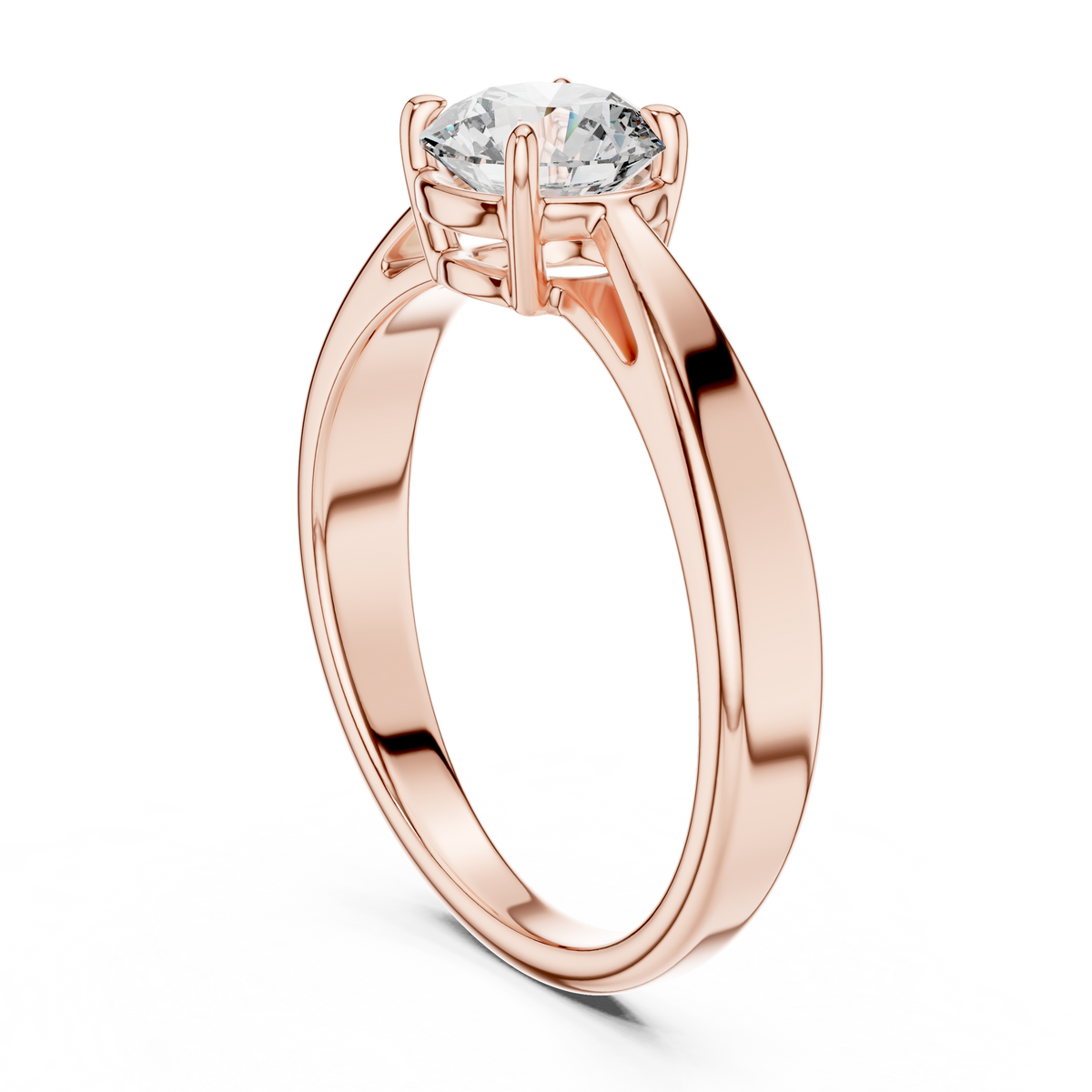 Graceful Raised Round Solitaire Ring