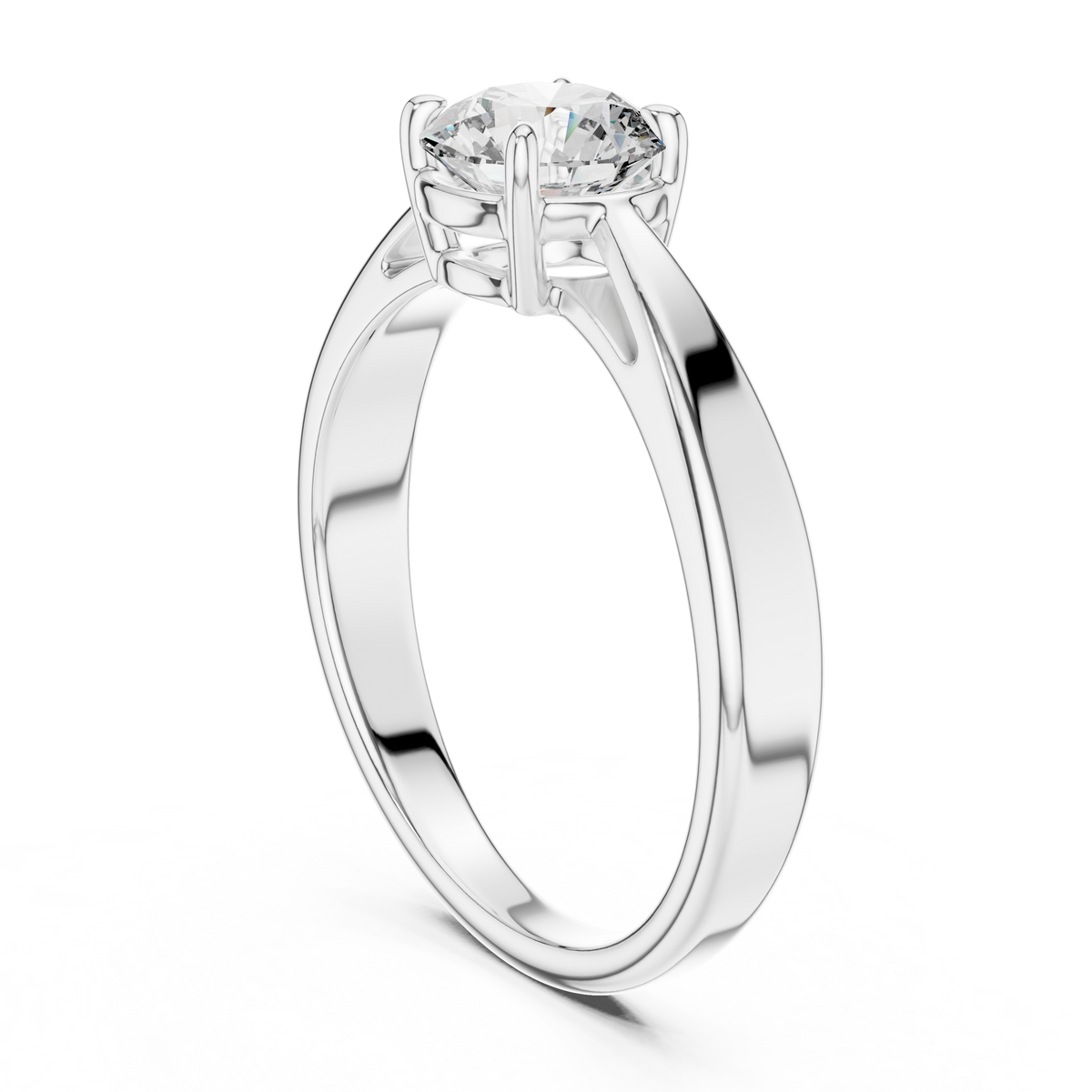 Graceful Raised Round Solitaire Ring
