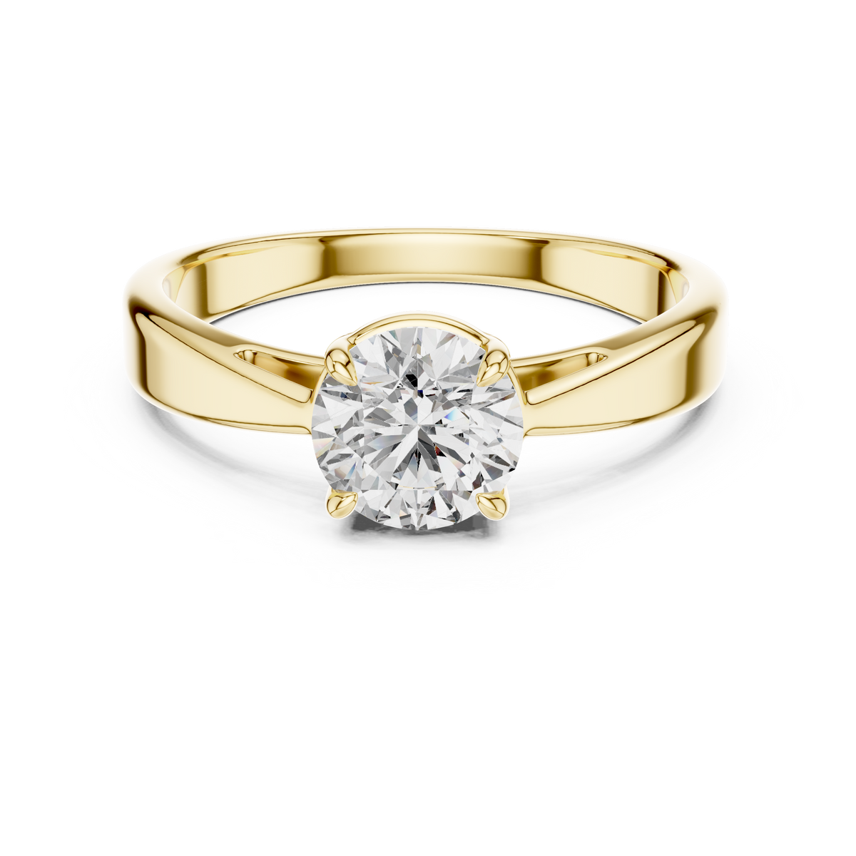Graceful Raised Round Solitaire Ring