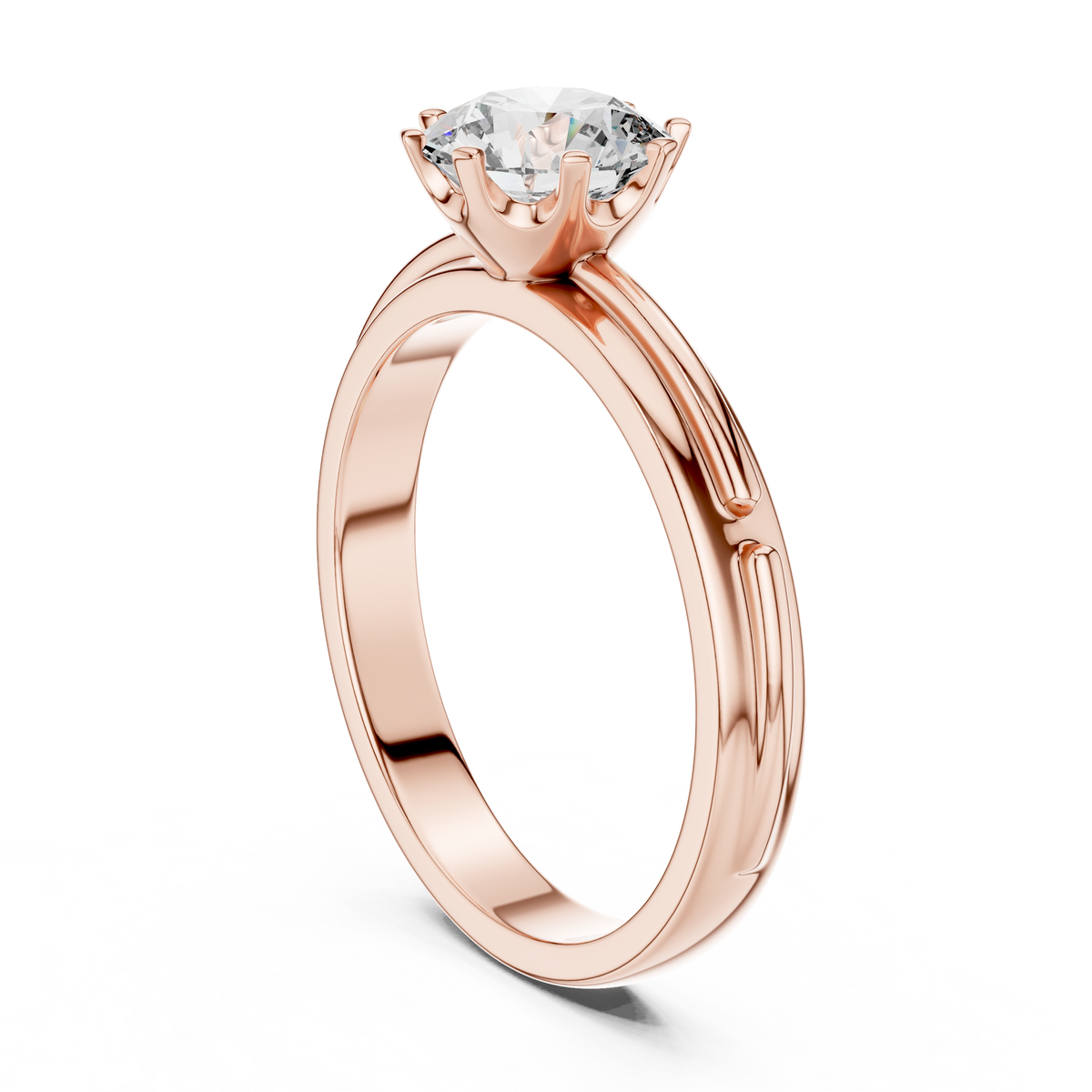 Rosé Sculpted Halo-Frame Solitaire Ring