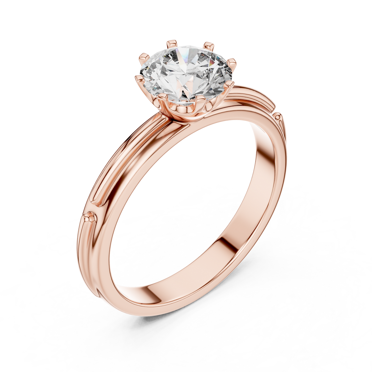 Rosé Sculpted Halo-Frame Solitaire Ring