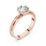 Rosé Sculpted Halo-Frame Solitaire Ring