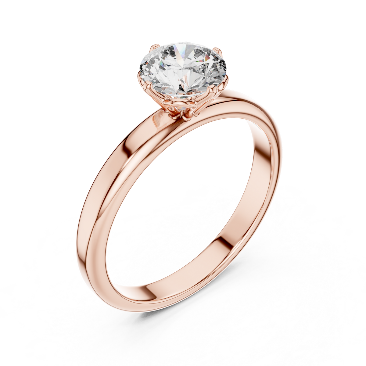 Rosy Luxe Sculpted Round Diamond Ring