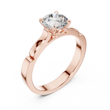 Sleek Sculpted Round Diamond Solitaire Ring