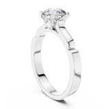 Sleek Sculpted Round Diamond Solitaire Ring