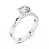 Sleek Sculpted Round Diamond Solitaire Ring