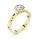 Sleek Sculpted Round Diamond Solitaire Ring