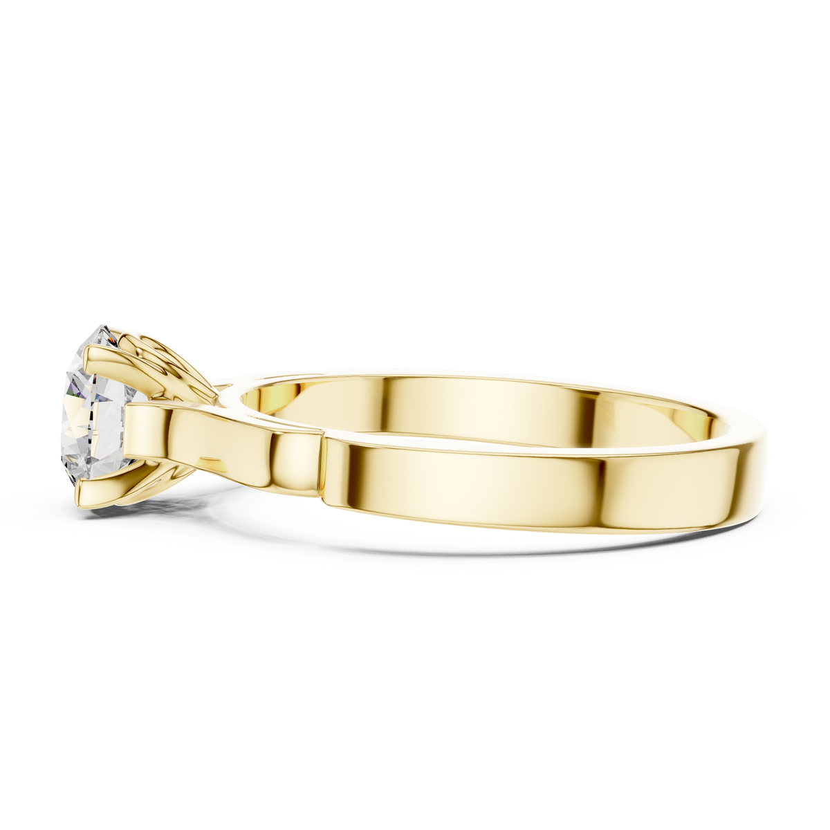 Sleek Sculpted Round Diamond Solitaire Ring