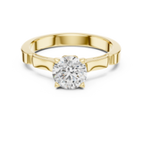 Sleek Sculpted Round Diamond Solitaire Ring