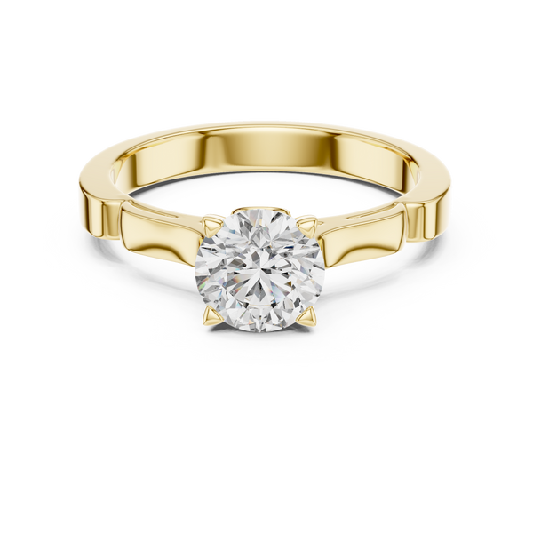 Sleek Sculpted Round Diamond Solitaire Ring