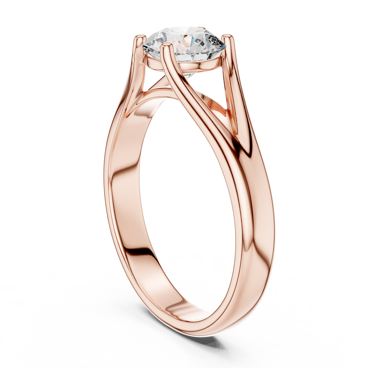 Golden Embrace Round Cut Solitaire Engagement Ring