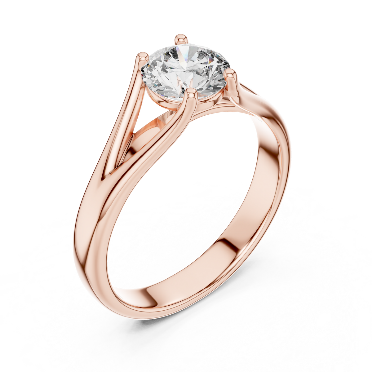 Golden Embrace Round Cut Solitaire Engagement Ring