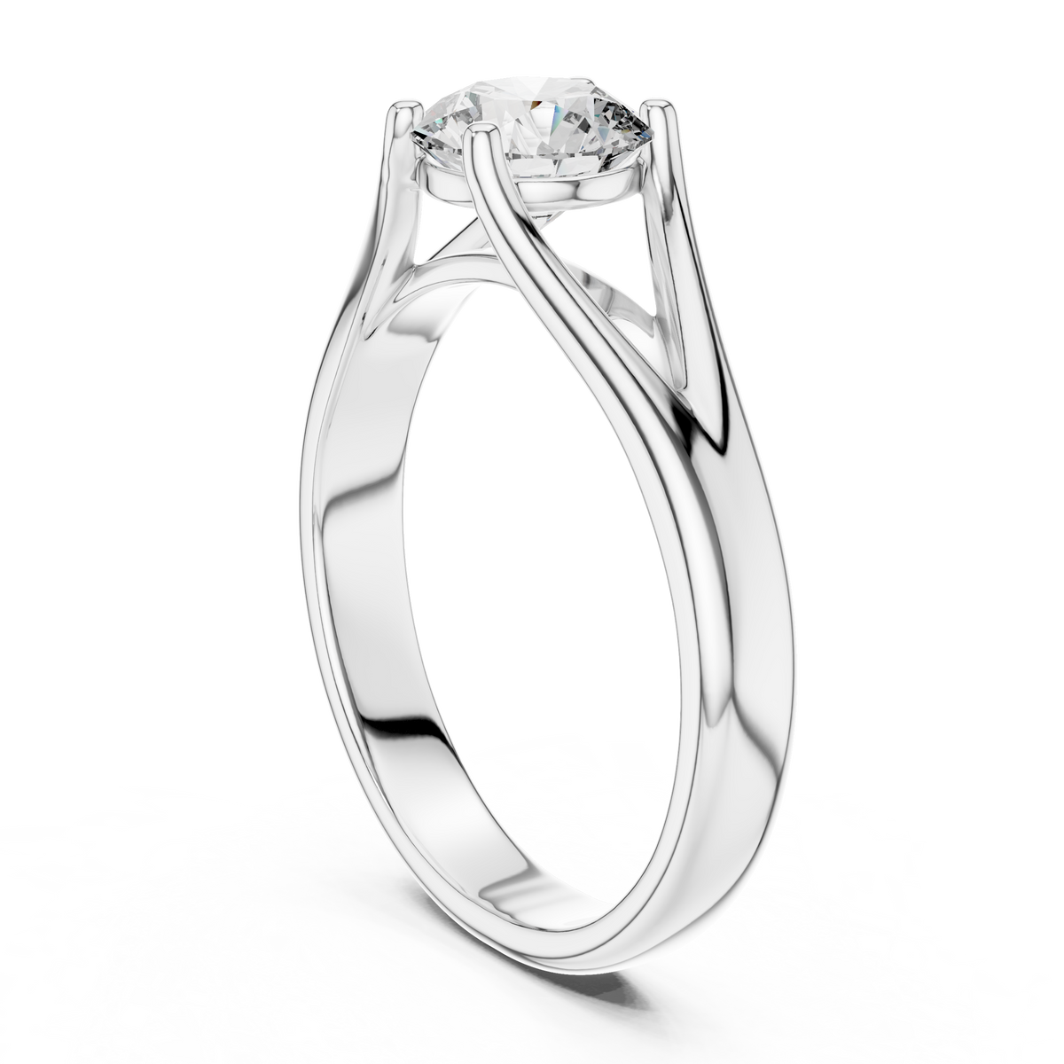 Golden Embrace Round Cut Solitaire Engagement Ring