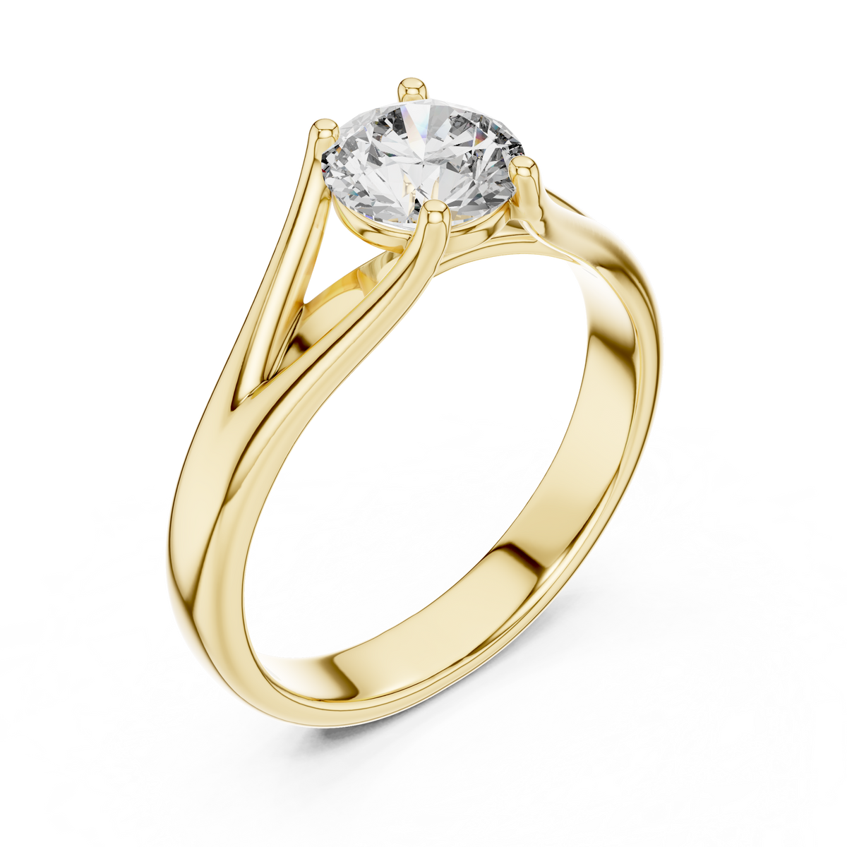 Golden Embrace Round Cut Solitaire Engagement Ring