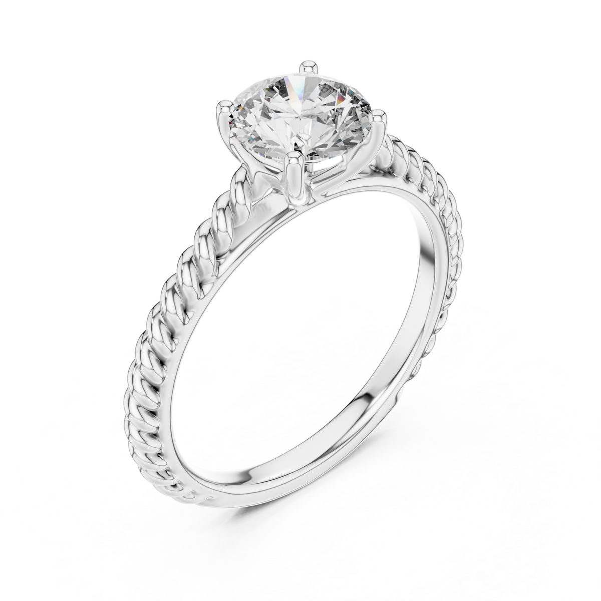 Blush Crown Round Diamond Engagement Ring