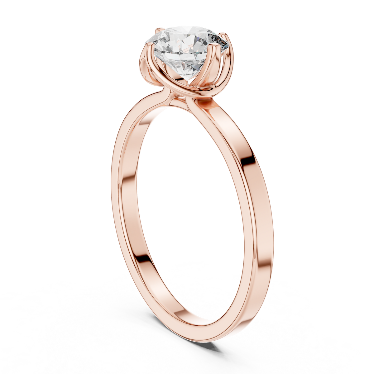 Blush Crown Round Diamond Engagement Ring