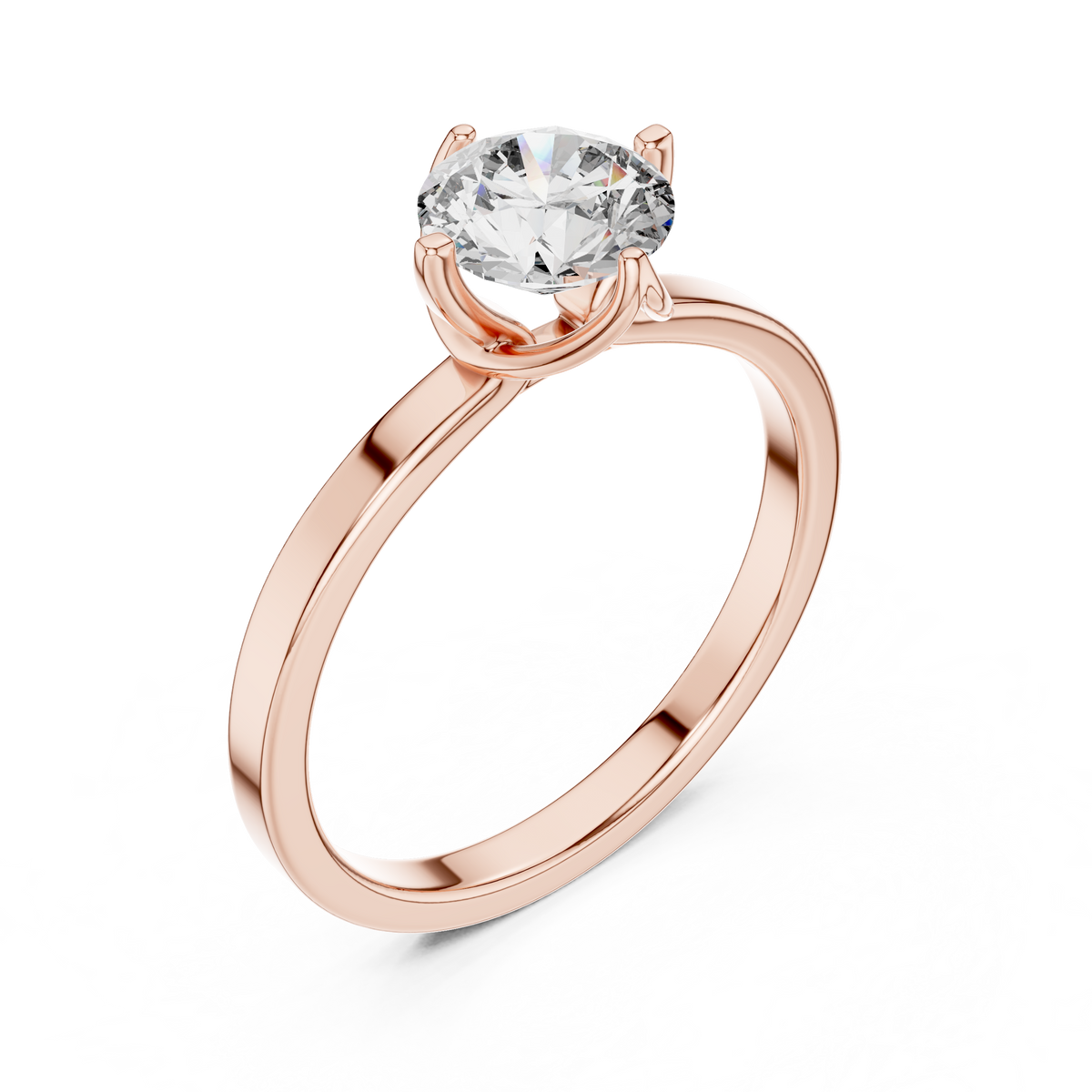 Blush Crown Round Diamond Engagement Ring