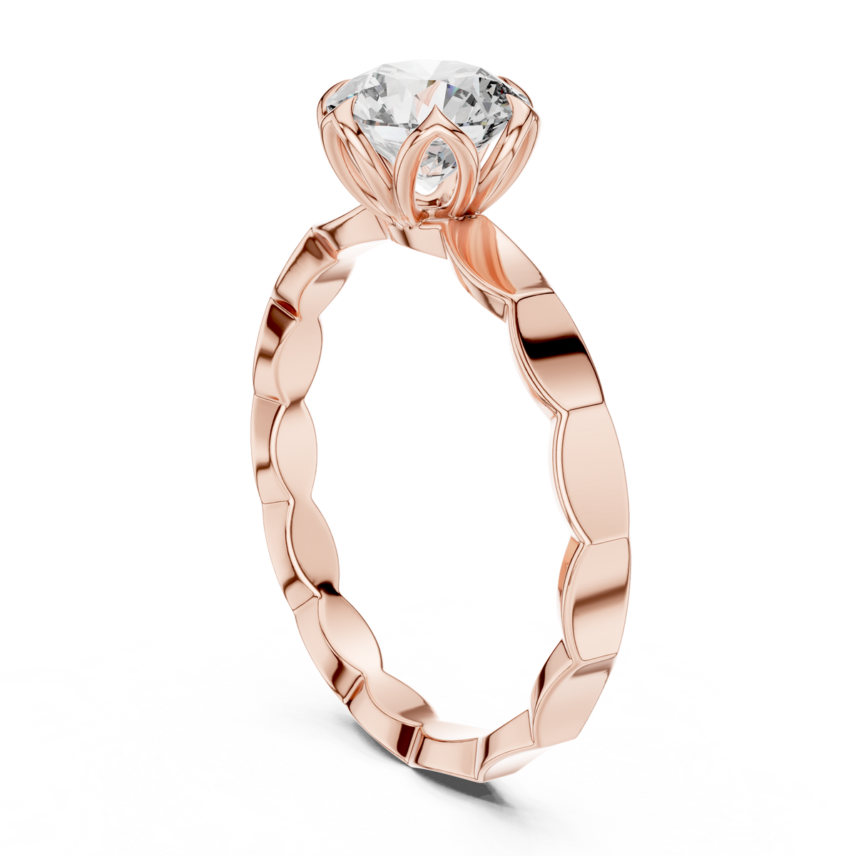 Blooming Halo Gallery Round Solitaire Ring