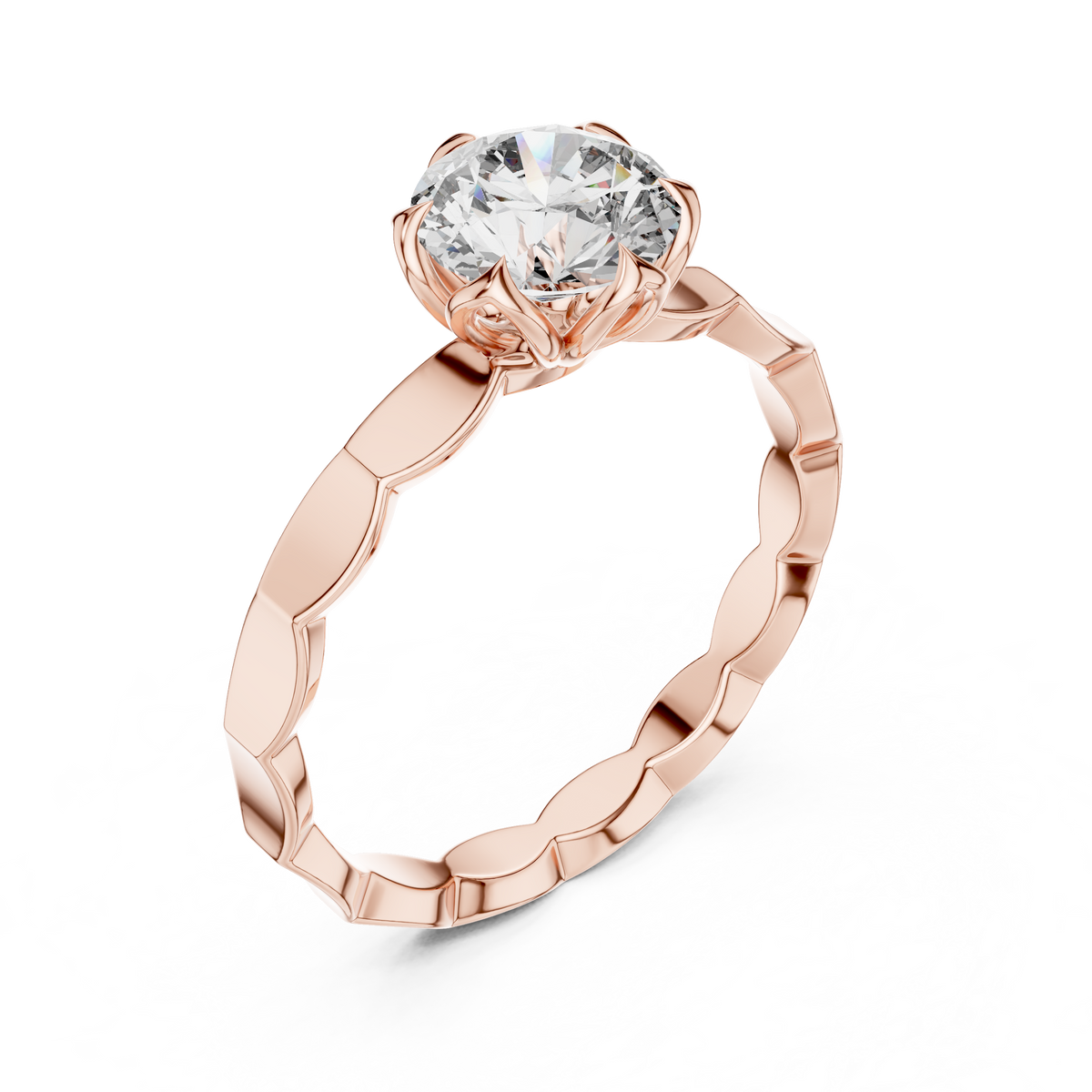 Blooming Halo Gallery Round Solitaire Ring