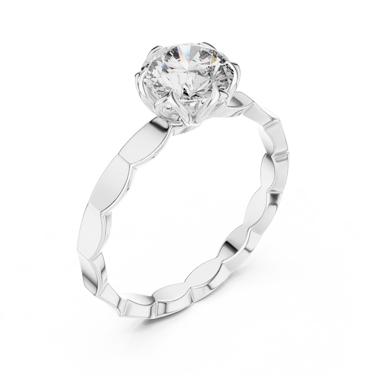 Blooming Halo Gallery Round Solitaire Ring