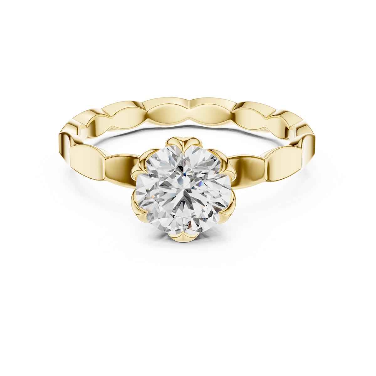 Blooming Halo Gallery Round Solitaire Ring