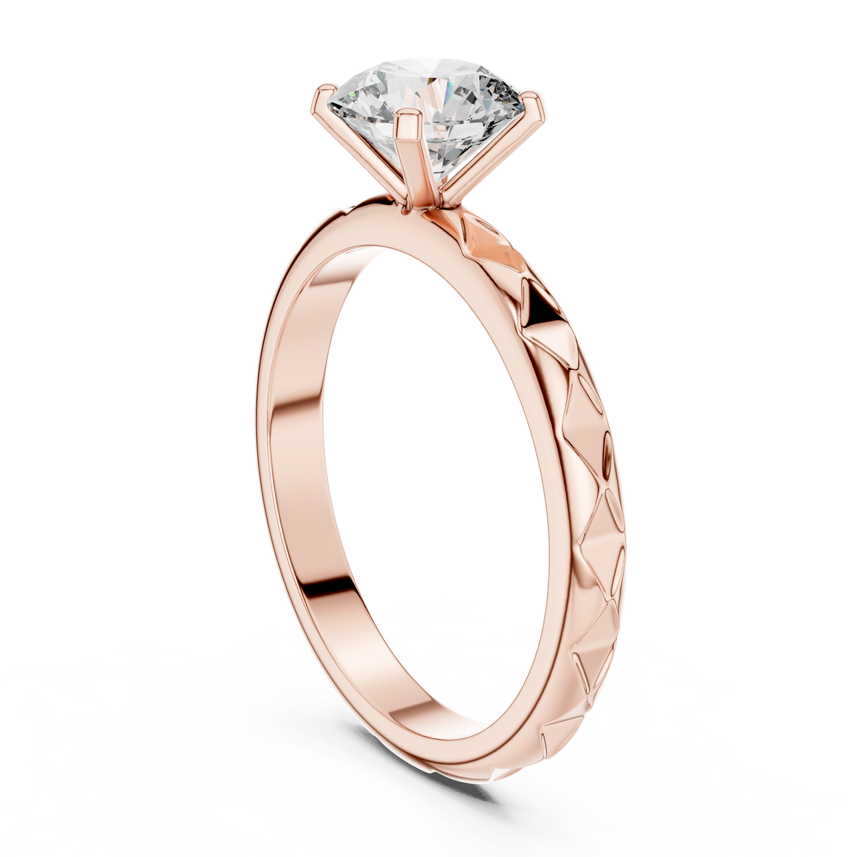 Petal Crest Round Solitaire Ring