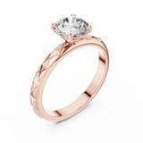 Petal Crest Round Solitaire Ring