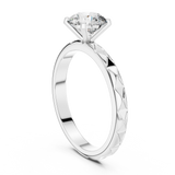 Petal Crest Round Solitaire Ring