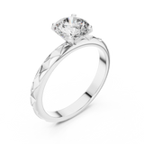 Petal Crest Round Solitaire Ring